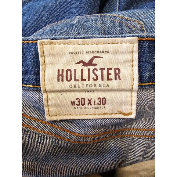 Hollister Jeans Men 30 x 30 Button Fly Blue Denim Classic Stretch Fit Distressed - Picture 6 of 8